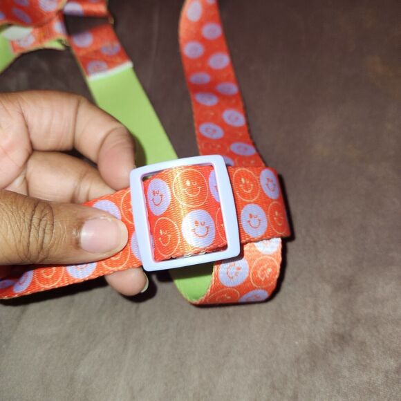 Smiley Face Animal Harness Size XL Orange Purple And Lime Green - Picture 4 of 5
